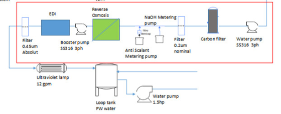 Sistema del RO y de EDI del paso 500LPH uno para el agua del picovatio