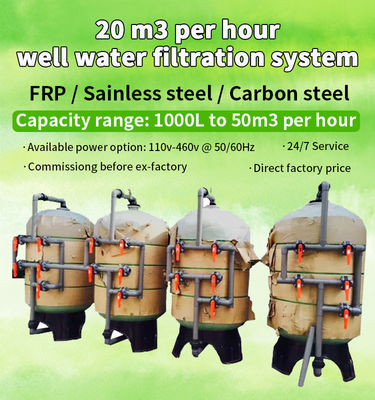material del acero de carbono del filtro de agua del manganeso del hierro 3000L/Hour 110V-460V 60HZ